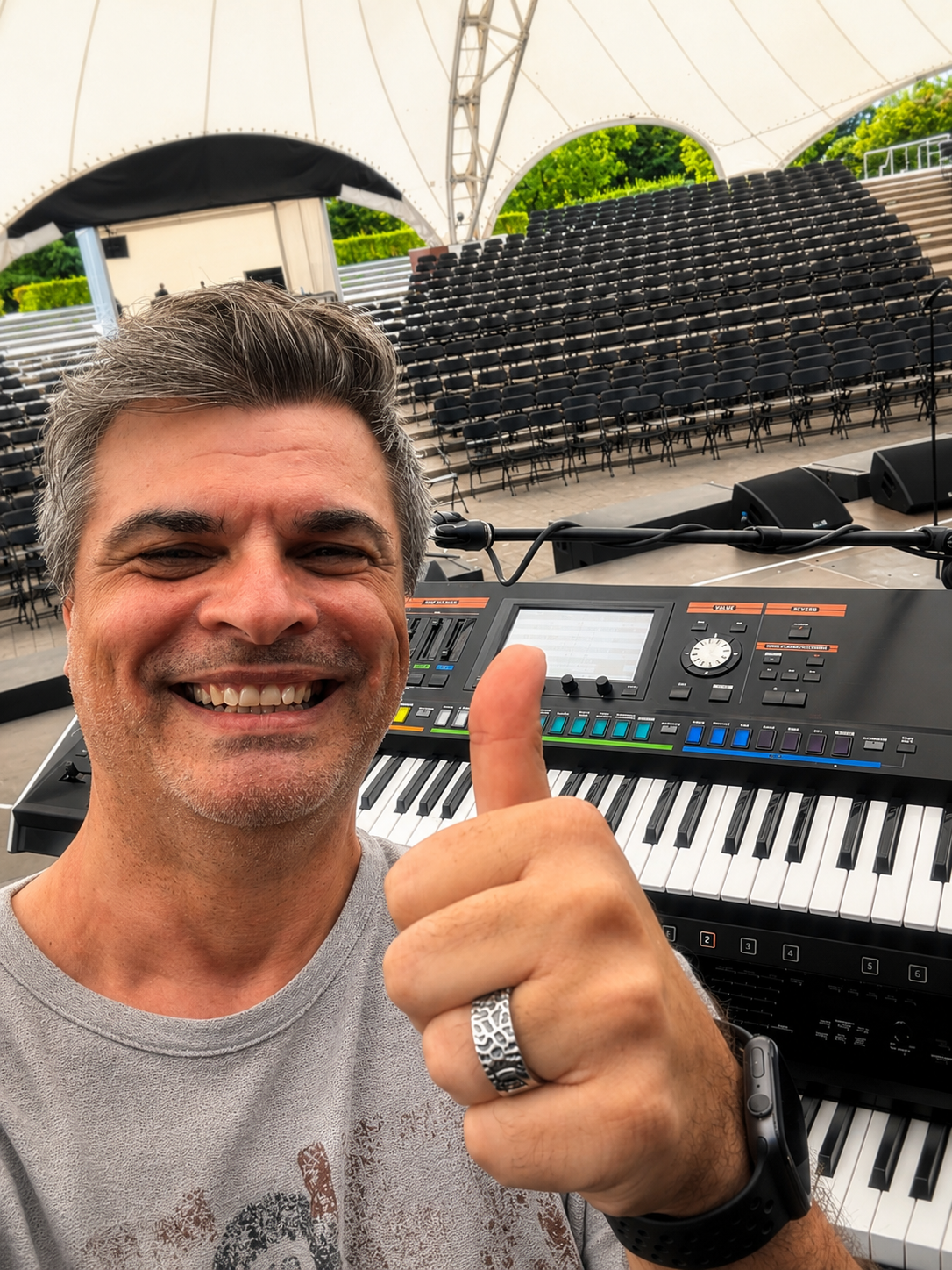 Keyboardunterricht München Open Air Bühne und Keyboard Setup